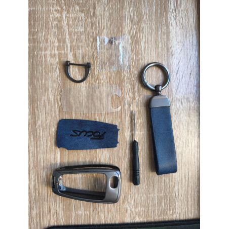 Kit de Protection et Personnalisation de Clé Ford Focus – Bleu avec Porte-Clés Métallique